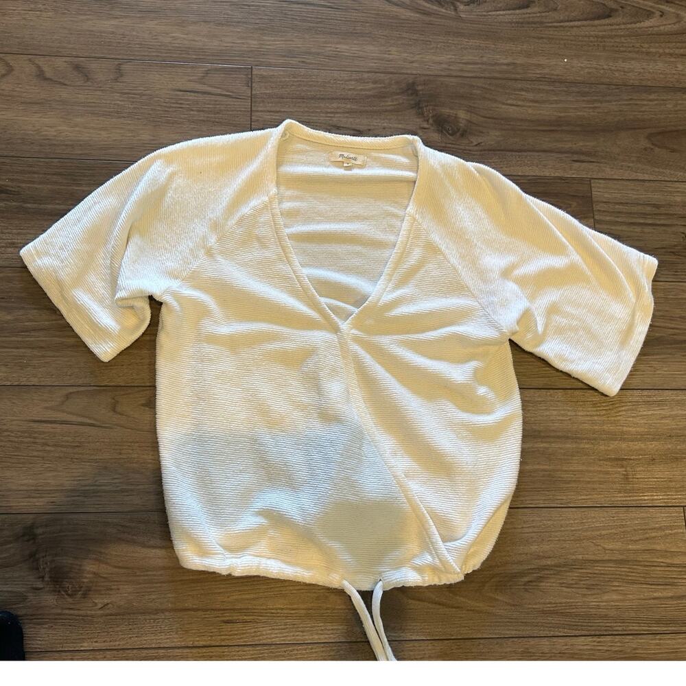 Madewell Cream Wrap Blouse T Shirt - Medium